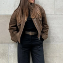 Jaqueta Cropped Suede