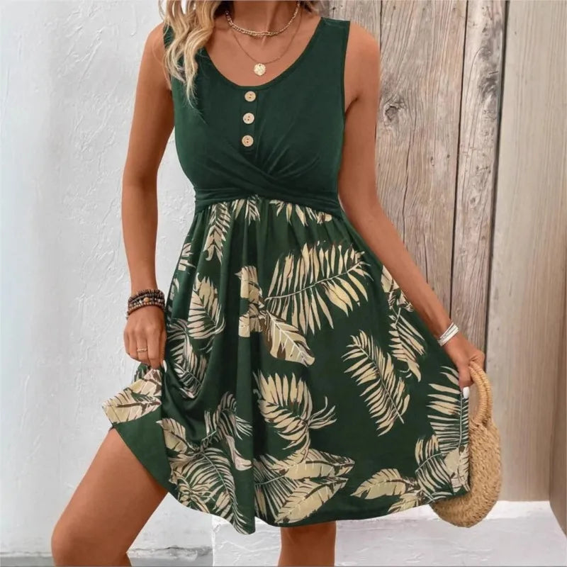 Vestido Curto Verde Tropical