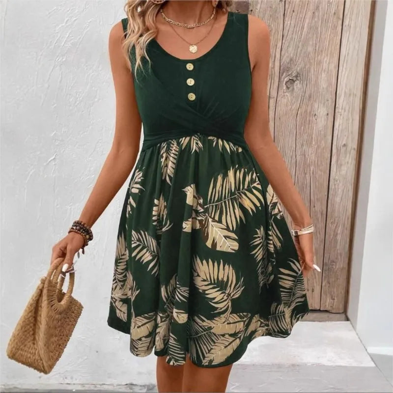 Vestido Curto Verde Tropical